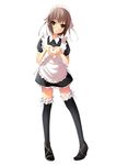  apron bad_id bad_pixiv_id bangs black_legwear brown_eyes garters glasses heart heart_hands high_heels highres legs maid maid_headdress moe_moe_kyun! nagato_yuki parody sarekoube shoes short_hair silver_hair solo suzumiya_haruhi_no_yuuutsu thighhighs 