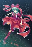  athrun1120 bad_id bad_pixiv_id boots front_ponytail green_eyes green_hair hair_ribbon kagiyama_hina leaf ribbon solo touhou 