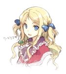  atelier_(series) atelier_rorona blonde_hair blue_eyes cuderia_von_feuerbach h2so4 jewelry long_hair necklace ribbon sketch solo two_side_up 