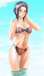  bad_id bad_pixiv_id bandeau bikini black_hair breasts brown_eyes catherine_o'hara cleavage h-y-d highres large_breasts senjou_no_valkyria senjou_no_valkyria_1 solo swimsuit water 