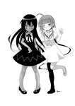  :3 bad_id bad_pixiv_id child dark_skin dress gm greyscale highres legs long_hair mahou_sensei_negima! monochrome multiple_girls nagase_kaede one_eye_closed tatsumiya_mana younger 