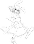  absurdres animal_ears atoshi bunny_ears greyscale highres inaba_tewi kine mallet monochrome short_hair solo touhou 