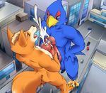  avian canine cum falco_lombardi fox_mccloud frottage gay macro male mammal nabesiki nintendo penis star_fox video_games wolf_o&#039;donnell 