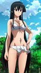  1girl absurdres akame akame_ga_kill! bikini breasts hand_on_hip highres long_hair red_eyes screencap solo stitched swimsuit very_long_hair 