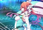  bad_id bad_pixiv_id hairband idol long_hair multicolored_hair muryotaro open_mouth orange_hair phantasy_star phantasy_star_online_2 quna_(pso2) red_eyes smile stage stage_lights twintails two-tone_hair 