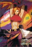  ;) andy_seto armpits belt blonde_hair blue_eyes blue_mary detective fatal_fury highres midriff official_art one_eye_closed pants smile snk solo tank_top the_king_of_fighters 