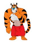  barefoot blue_nose body_hair chest_hair facial_hair feline hairy male mammal solo taoren tiger tony_the_tiger topless 
