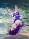  1girl amputee asphyxiation drowning ikelag looking_at_viewer one-piece_swimsuit original peril quadruple_amputee solo struggling swimsuit underwater water 