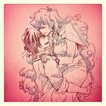  1girl boota carrying couple forehead_kiss hetero kiss nia_teppelin nonosaki simon sketch smile tengen_toppa_gurren_lagann traditional_media 