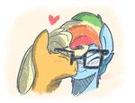  &lt;3 2014 applejack_(mlp) blonde_hair blush chicasonic couple crossgender duo earth_pony equine eyewear female friendship_is_magic glasses hair horse kissing male mammal multi-colored_hair my_little_pony nerd pegasus plain_background pony rainbow_dash_(mlp) rainbow_hair white_background wings 