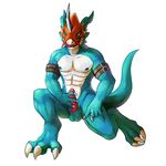  abs anthro balls barefoot blade blitzdrachin blue_dragon claws digimon dragon erection flamedramon genital_slit happy kneeling looking_at_viewer male mask masturbation muscles nipples nude open_mouth pecs penis sharp_claws sharp_teeth slit smile solo teeth toe_claws tongue tongue_out 