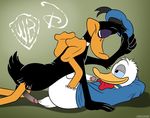  balls beak bottomless clothing crossover cum daffy_duck disney donald_duck dracovar_valeford erection gay hat humanoid_penis imminent_sex logo looney_tunes male penis shirt warner_brothers 