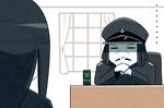  1boy 1girl abyssal_admiral_(kantai_collection) admiral_suwabe black_hair closed_eyes kantai_collection kei-suwabe ru-class_battleship shinkaisei-kan translated 