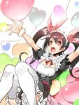 ajishio balloon black_hair blush bow hair_bow heart_balloon love_live! love_live!_school_idol_project maid mogyutto_&quot;love&quot;_de_sekkin_chuu! open_mouth outstretched_arms red_eyes smile solo thighhighs twintails white_legwear yazawa_nico 