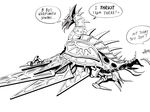  black_and_white blush dragon english_text feral gaping heldrake living_machine monochrome queblock reluctant solo technophilia tentacles text tongue tongue_out warhammer_(franchise) warhammer_40k wings 