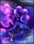  2014 anthro anthrofied areola bantha blue_fur breasts colored cutie_mark equine eyes_closed female friendship_is_magic fur hair horn long_hair mammal my_little_pony night nipples nude princess_luna_(mlp) signature smile solo stars winged_unicorn wings 