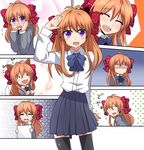  :d akatoro_(nightlord) animal_ears black_legwear blazer blush bow dog_ears dog_tail expressions gekkan_shoujo_nozaki-kun hair_bow inset jacket kemonomimi_mode long_hair multiple_views open_mouth orange_hair polka_dot polka_dot_bow purple_eyes rouman_academy_uniform sakura_chiyo school_uniform smile tail tail_wagging tears thighhighs zettai_ryouiki 