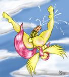  2014 anthro anthrofied anus blush butt cloud cum cutie_mark dickgirl equine eyes_closed fluttershy_(mlp) friendship_is_magic fur hair intersex mammal my_little_pony open_mouth outside pegasus penis pink_hair solo suirano vein wings yellow_fur 