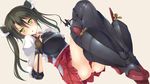  :o aa_gun armor armored_boots blush boots gloves grey_hair hair_ribbon hakama_skirt hand_on_own_chest hinot japanese_clothes kantai_collection looking_at_viewer muneate partly_fingerless_gloves pleated_skirt red_skirt ribbon skirt solo tasuki thigh_boots thighhighs twintails v-shaped_eyebrows white_ribbon yellow_eyes yugake zuikaku_(kantai_collection) 
