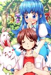  4girls :o :p aino_megumi animal axe blue_eyes blue_hair brown_hair bunny bush collarbone covering_mouth dwarf_(grimm) forest french_kiss from_side happinesscharge_precure! hikawa_iona holding holding_axe jacket kiss long_hair lying lying_on_lap multiple_boys multiple_girls namesake naruse_yasuhiro nature oomori_yuuko open_clothes open_jacket parody parted_lips precure profile puffy_short_sleeves puffy_sleeves pun sagara_seiji shirayuki_hime shirt short_hair short_sleeves sidelocks sleeping sleeping_on_person snow_white sweatdrop t-shirt tongue tongue_out translation_request tree upper_body walking 
