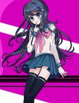  bad_id bad_pixiv_id black_legwear blue_eyes blue_hair danganronpa danganronpa_1 hair_ornament hairclip long_hair long_sleeves maizono_sayaka otohime_(kk23maa) school_uniform serafuku skirt solo thighhighs zettai_ryouiki 