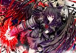  adapted_costume alternate_color alternate_weapon arm_cannon black_hair black_wings bow dark_persona energy fingerless_gloves givuchoko gloves gothic grin hair_bow long_hair radiation_symbol red_eyes reiuji_utsuho smile third_eye touhou weapon wings 