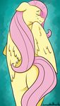  anthro blush butt dunnowhattowritte equine female fluttershy_(mlp) friendship_is_magic fur hair horn horse mammal my_little_pony pony smile wings 