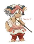  1girl brown_eyes furry kawasemi27 long_hair made_in_abyss nanachi_(made_in_abyss) rabbit smile solo white_hair 