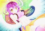  angel_wings bad_anatomy blush breasts covered_nipples cross gloves halo jibril_(no_game_no_life) large_breasts long_hair looking_at_viewer low_wings midriff mizuki_hitoshi navel no_game_no_life pelvic_curtain pink_hair sideboob smile solo thighhighs white_wings wing_ears wings yellow_eyes 