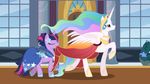  absurd_res equine female feral friendship_is_magic hi_res horn horse mamandil mammal my_little_pony pony princess_celestia_(mlp) twilight_sparkle_(mlp) unicorn winged_unicorn wings 