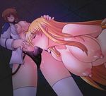  areolae arms_behind_back bdsm blonde_hair bondage bound breasts brown_hair dildo dominatrix eyes_closed fate_testarossa femdom hand_on_another's_head hand_on_head hands_behind_back huge_breasts large_breasts licking_lips long_hair looking_at_another lyrical_nanoha mahou_senki_lyrical_nanoha_force mahou_shoujo_lyrical_nanoha mahou_shoujo_lyrical_nanoha_strikers mahou_shoujo_lyrical_nanoha_vivid multiple_girls nipples open_clothes open_shirt oral ponytail puffy_nipples saliva shirt strap-on sweat takamachi_nanoha tied_up tongue tongue_out very_long_hair yuri 