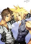  bad_anatomy bad_deviantart_id bad_id blonde_hair blue_eyes brown_hair cloud_strife dissidia_final_fantasy final_fantasy final_fantasy_vii final_fantasy_viii green_eyes impossible_clothes impossible_shirt jewelry male_focus multiple_boys muscle necklace scar shirt sleeveless sleeveless_turtleneck spiked_hair squall_leonhart teddy_(khanshin) turtleneck 