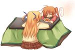  child kana_(nanokan) kotatsu lyrical_nanoha mahou_shoujo_lyrical_nanoha_strikers mahou_shoujo_lyrical_nanoha_vivid multiple_girls role_reversal school_uniform side_ponytail table takamachi_nanoha vivio 