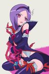  bdsm black_choker black_shorts bob_cut bondage bound choker eas elbow_gloves fresh_precure! gloves hairband higashi_setsuna kawasaki_kazuhiko kneeling pink_eyes precure purple_hair short_hair shorts solo tears tentacles thighhighs 