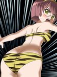  animal_print ass awa baba_tsutsuji bikini blush glasses looking_back solo sora_wo_kakeru_shoujo swimsuit tiger_print 