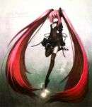  alternate_color bad_id bad_pixiv_id black_dress dress hatsune_miku io_(metronome) long_hair red_eyes red_hair short_dress skirt solo thighhighs twintails very_long_hair vocaloid zettai_ryouiki 