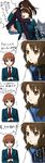  2girls 4koma asahina_mitsuru bad_id bad_pixiv_id comic genderswap genderswap_(ftm) genderswap_(mtf) kita_high_school_uniform koizumi_itsuki_(female) kyonko multiple_boys multiple_girls necktie school_uniform serafuku shinta_(paruko) suzumiya_haruhi_no_yuuutsu suzumiya_haruhiko translated 