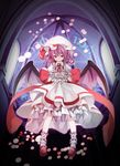  bat_wings hat purple_hair red_eyes remilia_scarlet ringpearl short_hair solo touhou wings wrist_cuffs 