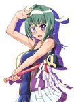  blush cosplay facial_mark gohei green_hair kannagi kannagi_itsuki nagi nagi_(cosplay) oonusa purple_eyes soldier_ul solo sora_wo_kakeru_shoujo ueyama_michirou 