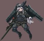  bad_id bad_pixiv_id gloves gun load_bearing_vest long_hair mecha_musume military original sigama solo vest weapon white_hair wings yellow_eyes 