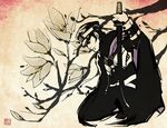  black_hair cape devil_summoner hat katana kuzunoha_raidou male_focus maou_abusorun solo sword weapon 