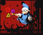  1boy fangs glasses hat kamek magikoopa male male_focus mario_(series) nintendo no_humans solo super_mario_bros. wand witch_hat wizard 