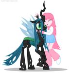  &lt;3 2014 alpha_channel changeling clothing duo equestria_girls female fluffle_puff friendship_is_magic fur green_eyes green_hair hair holes horn hug human humanized mammal mixermike622 my_little_pony pink_hair plain_background queen_chrysalis_(mlp) slit_pupils transparent_background wings 