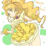  blonde_hair bow character_name choker color_connection cosplay cure_honey cure_pine cure_pine_(cosplay) earrings fresh_precure! frilled_skirt frills hair_bow happinesscharge_precure! jewelry kasetsu long_hair magical_girl oomori_yuuko orange_choker ponytail precure skirt smile solo wide_ponytail wrist_cuffs yellow_eyes yellow_skirt 