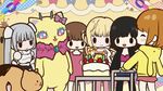  birthday_cake birthday_party cake cat character_request crossover food len_(character) miss_monochrome miss_monochrome_(character) multiple_girls rin_(character) wooser_no_sono_higurashi 