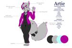 4_toes acethebigbadwolf anthro artie canine clothing collar digital female fluffy_tail jewelry mammal model_sheet piercing plain_background smilie standing wolf 