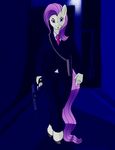  acethebigbadwolf anthro clothed clothing cutie_mark digital digitigrade equine female fluttershy_(mlp) friendship_is_magic gun hair holster hooves horse looking_at_viewer mammal moon my_little_pony necktie night pink_hair pony ranged_weapon standing street suit thigh_gap walking weapon 