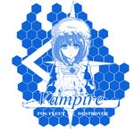  aoki_hagane_no_arpeggio apron camera character_name hex_grid hexagon maid maid_apron mizuki_(mizuki_ame) monochrome solo vampire_(aoki_hagane_no_arpeggio) 