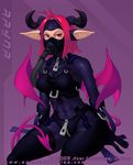  2005 abs belly breasts demon female gas_mask hair horn j_axer pink_hair red_eyes rubber thighs wide_hips wings 