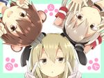  amatsukaze_(kantai_collection) animal_ears blonde_hair brown_eyes brown_hair bunny_ears cat_ears choker double_v gloves hair_ornament hair_tubes headgear kantai_collection kemonomimi_mode looking_at_viewer mouse_ears multiple_girls shimakaze_(kantai_collection) short_hair silver_hair two_side_up v white_gloves yellow_eyes yukikaze_(kantai_collection) yuusa 